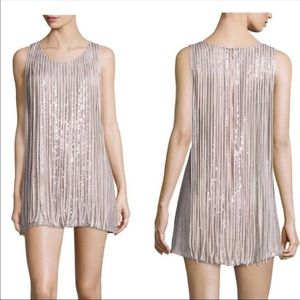 Parker Bryant Sequin/Fringe Cocktail Mini Dress